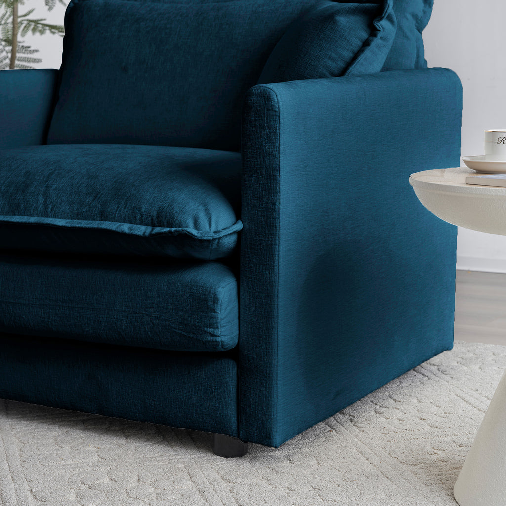 Mid-Century Modern Couch 3-Seater Sofa with 2 Armrest Pillows and 3 Toss Pillows