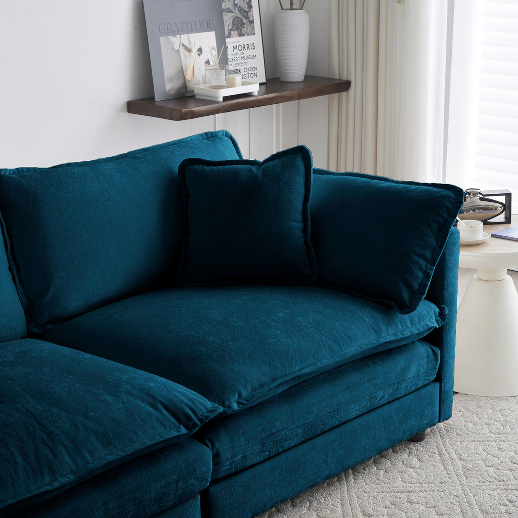 Mid-Century Modern Couch 3-Seater Sofa with 2 Armrest Pillows and 3 Toss Pillows