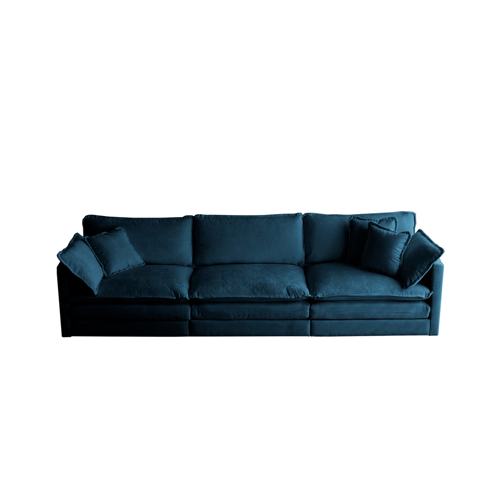 Mid-Century Modern Couch 3-Seater Sofa with 2 Armrest Pillows and 3 Toss Pillows