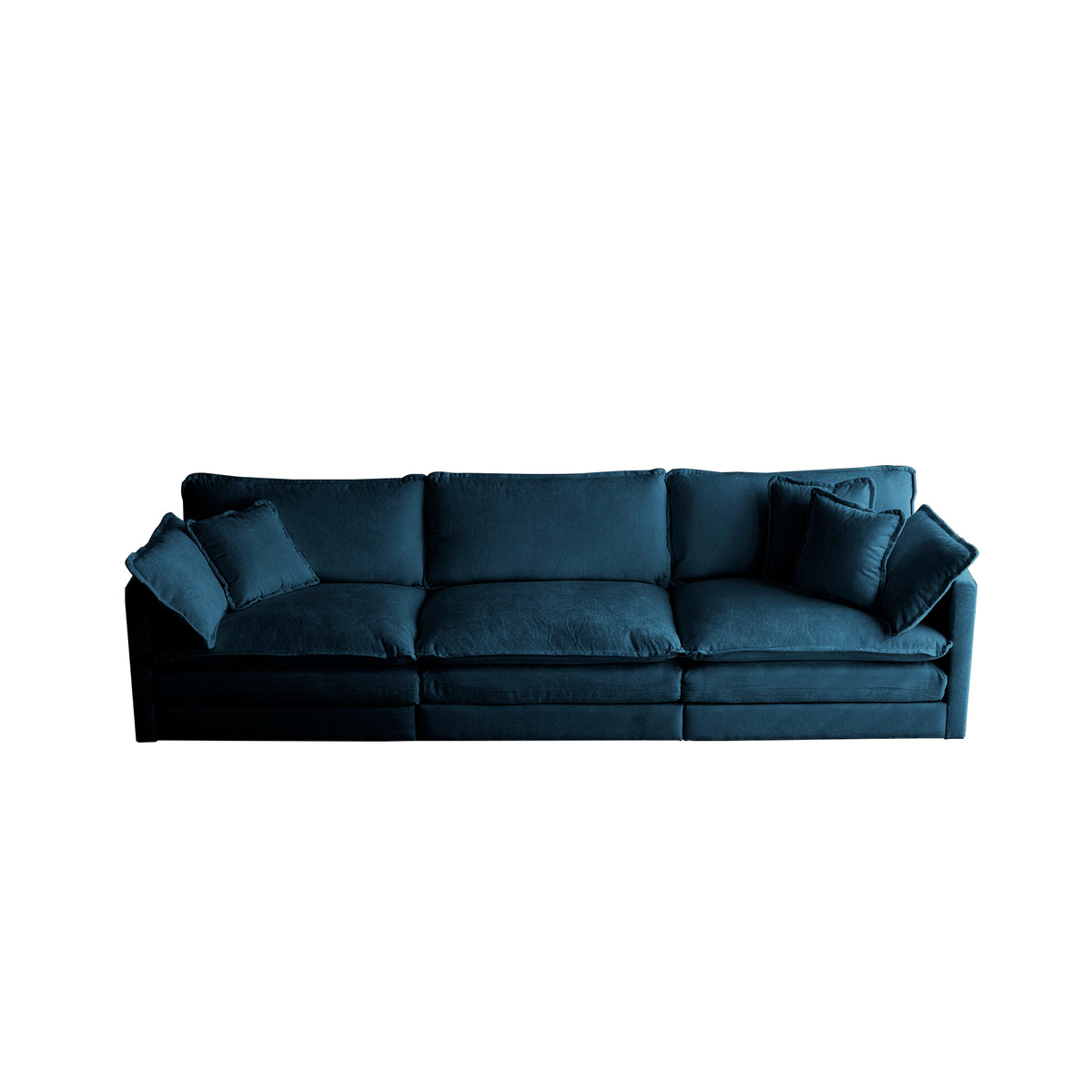 Mid-Century Modern Couch 3-Seater Sofa with 2 Armrest Pillows and 3 Toss Pillows
